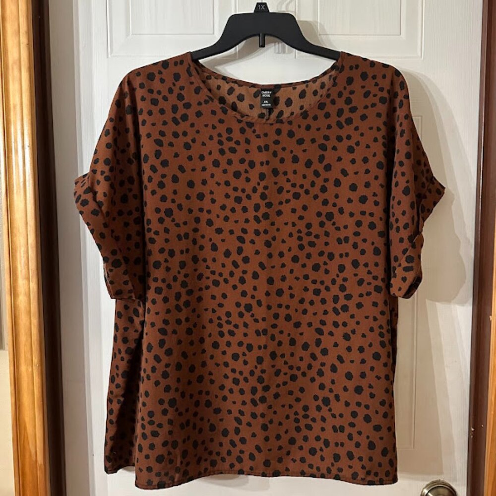 {Plus Size} Emery Rose Animal Print Shirt~ Brown~ Size 4XL (A6)